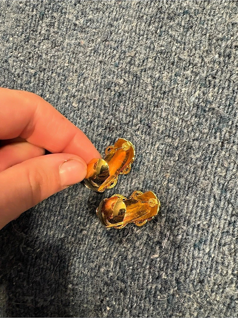 Ornate Gold Clip-On Earrings - Picture 3 of 3